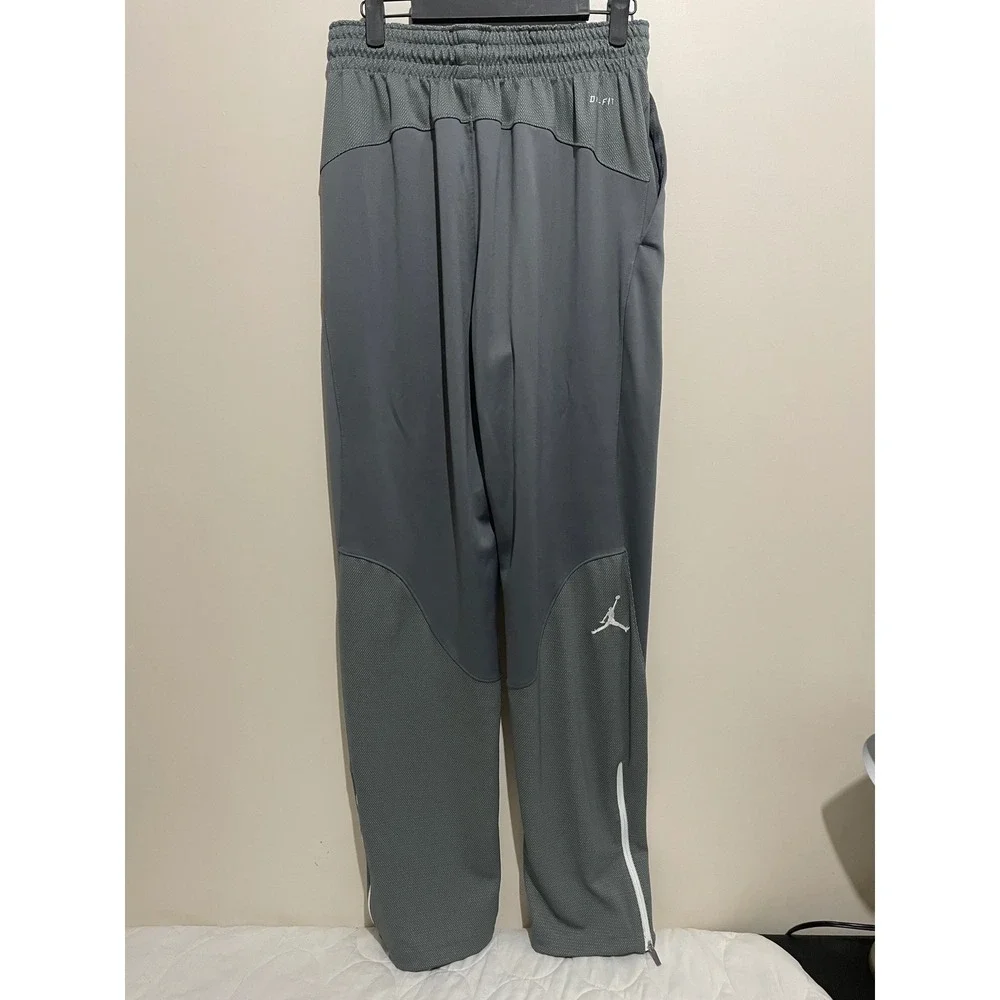 Jordan Mens Dri-FIT Grey Athletic Pants Mesh Panel Ankle Zip Joggers Size Medium